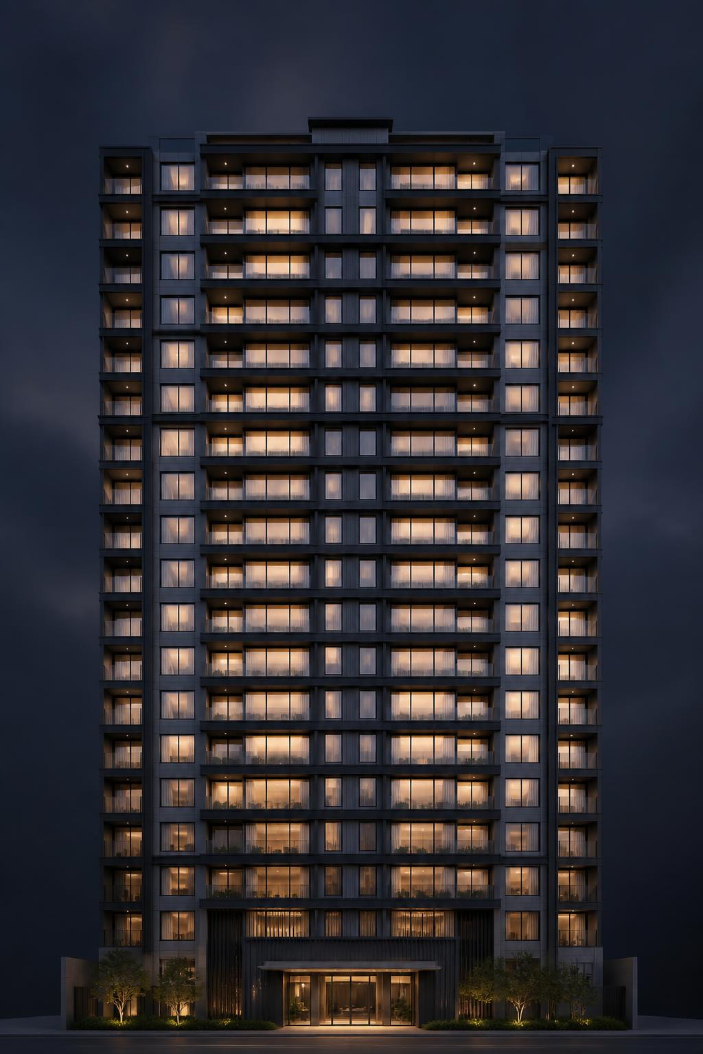 Apex Living-ის საცხოვრებელი ბლოკის სრული ფასადი